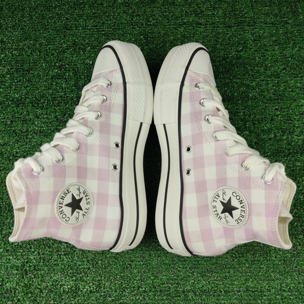 Converse Sneakers Womens 8 Pink Chuck Taylor All Star Lift Gingham High Top Shoe - Picture 6 of 9